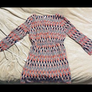 💰Pink blush dress size large. Pink multi pattern dress.